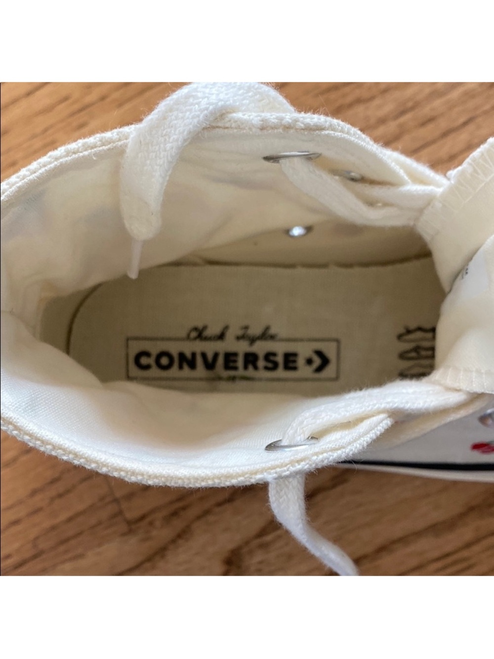Converse Cream High Top Sneakers with Red Cherry Embroidery chuck 70’s 5.5 - Picture 3 of 6